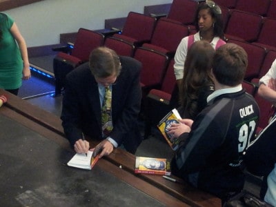 Brendan signing books at Marist