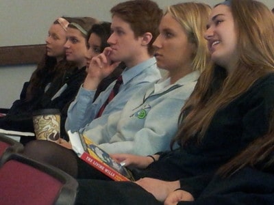 Marist students listening to Brendan
